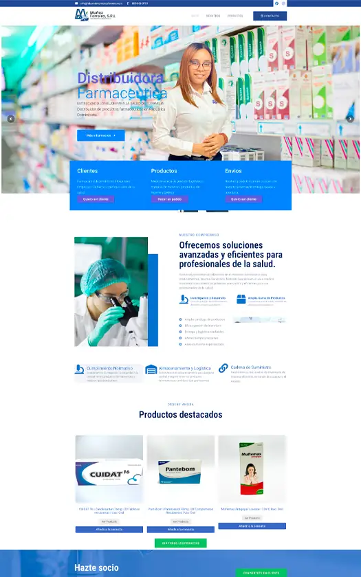 Captura de la página web de Laboratorio Muñoz Ferreira