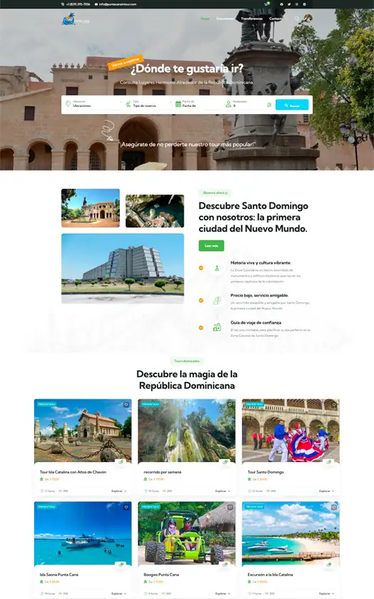 Captura de la página web de Punta Cana in Tour